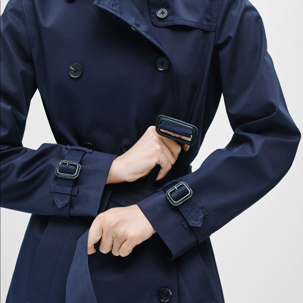 Aritzia Babaton Navy Belted Trench Coat